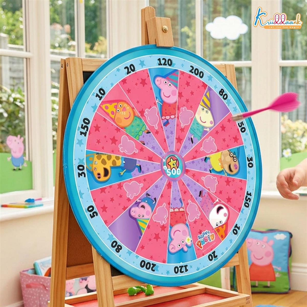 Peppa Pig 2-in-1 Flip N Play Board Game - Magnetic Dartboard & Classic Ludo Set for Kids | Safe Indoor Target Game with Dice, Darts & Pawns | Fun Family Game for Boys & Girls Ages 3+