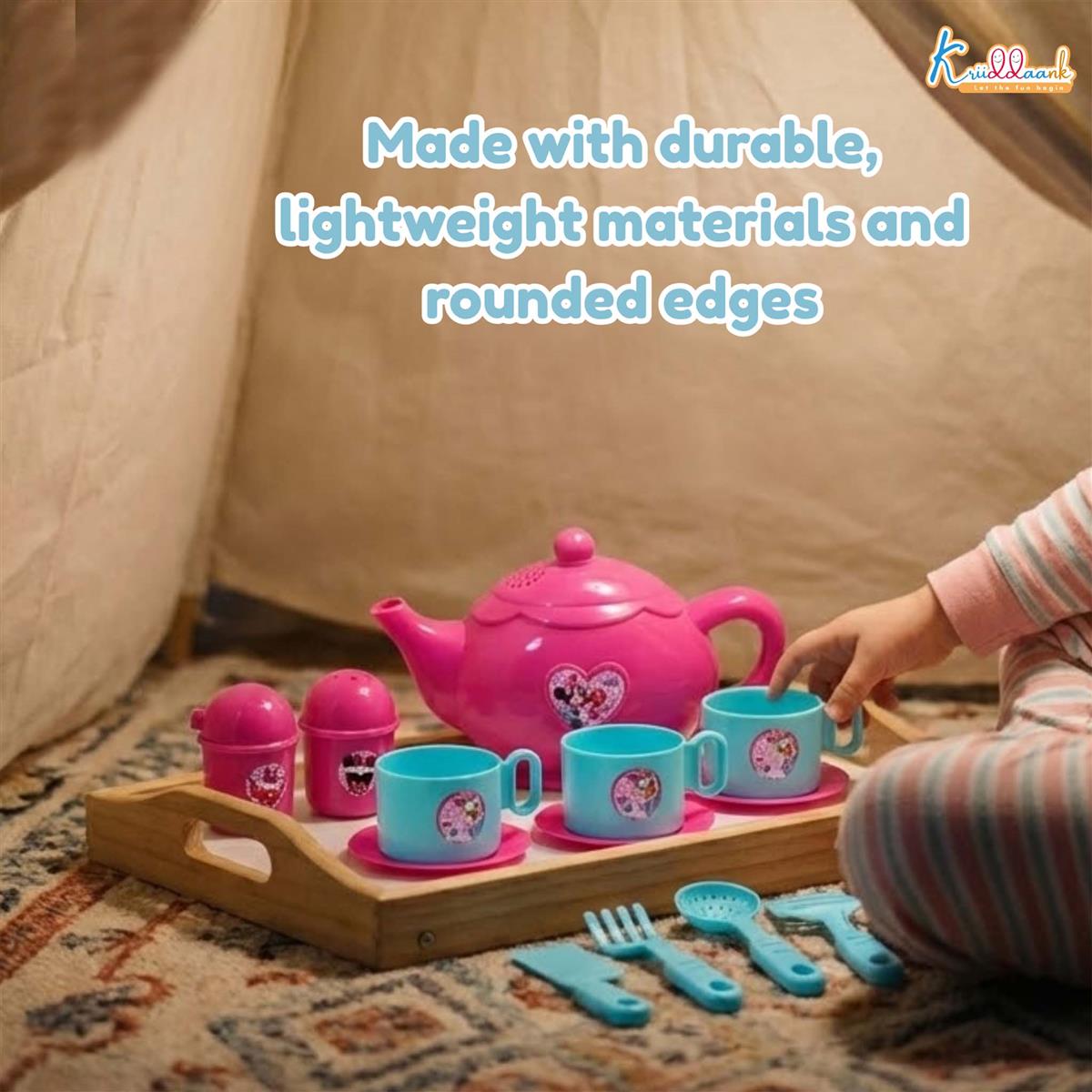 Minnie Mouse 15-Piece Tea Party Set for Kids - Pretend Play Kitchen Toy with Electronic Kettle, Realistic Boiling Sounds & Lights - Safe, Non-Toxic Birthday Gift for Girls & Boys, Ages 3+
