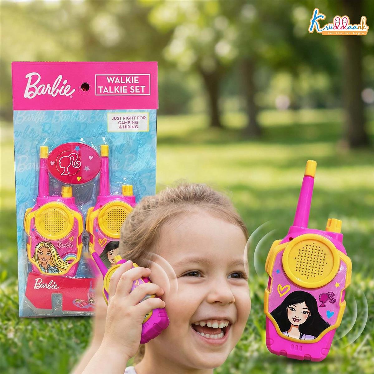 Barbie Walkie Talkie Set for Kids - 75m Long Range 2-Way Radios, Pink Communication Toys for Girls & Boys, Ideal for Camping, Hiking & Indoor Play, Child Safe & Non-Toxic, Ages 3+ (2 Pieces)