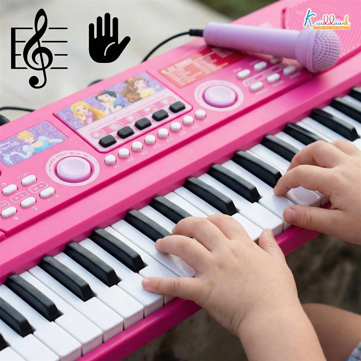 Princess Keyboard Piano for Girls - 50 Keys (49 Scale Organ) with Microphone, 16 Rhythms, 8 Instrument Sounds, USB & Battery Powered Educational Musical Toy for Kids Age 3+ (Pink)