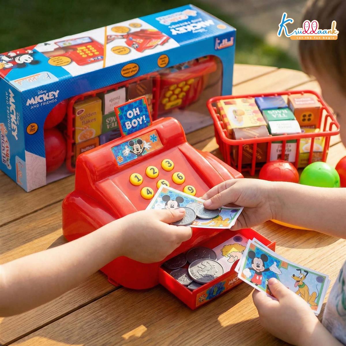Disney Mickey Cash Register for Kids - 29 Pc Pretend Play Set with Play Money, Credit Card & Realistic Sound Effects - Educational Toy for Boys & Girls Ages 3+