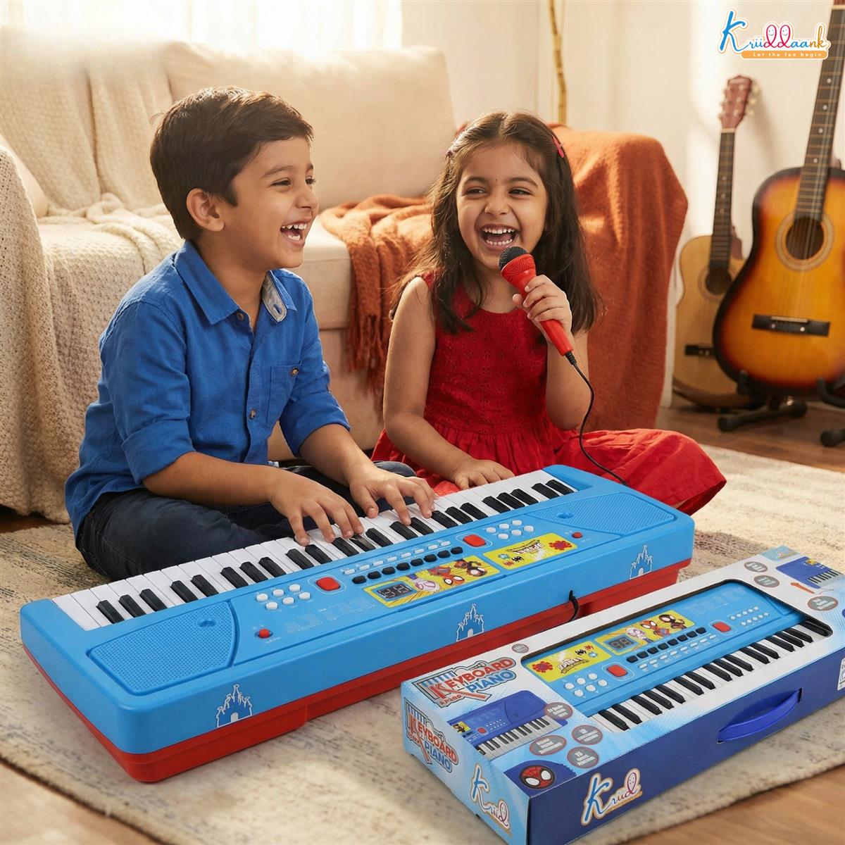 Spiderman Keyboard Piano for Kids - 50 Keys Electronic Organ with Microphone, 16 Rhythms, 8 Instrument Sounds & 16 Tones, USB/Battery Powered Musical Learning Toy for Boys & Girls 3+ Years Old