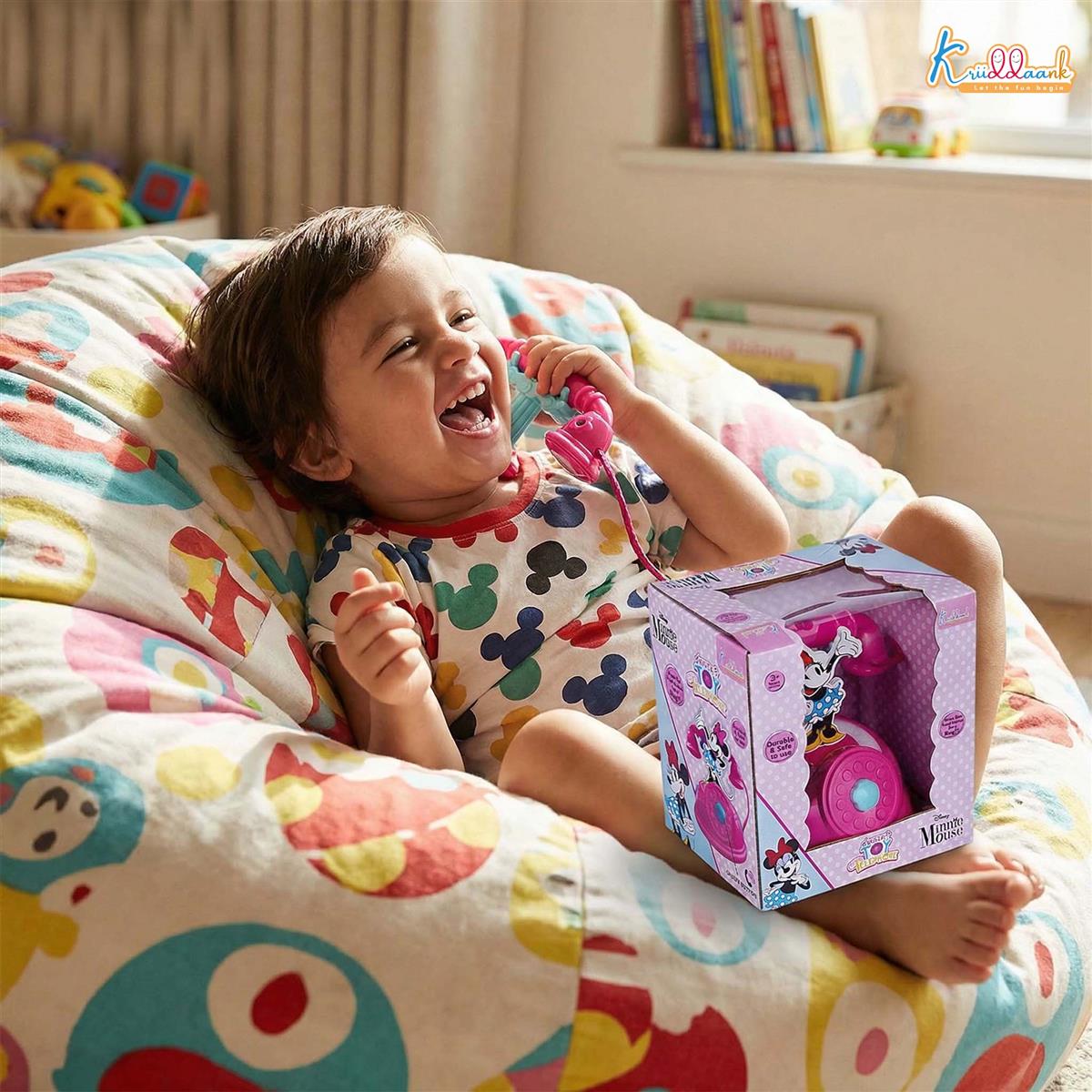Minnie Talking Telephone Toy for Kids - Pretend Play Landline Phone with Interactive Music & Sounds, Durable Educational Toy for Girls 3+ Years Old, Pink & Fun Design for Creative Role Play