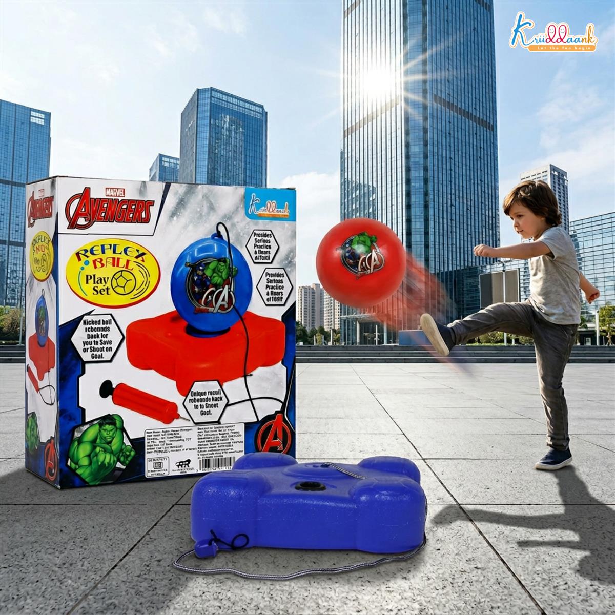 Marvel Avengers Reflex Soccer Ball - Solo Training Kit for Kids | Indoor & Outdoor Football Practice Set | Adjustable Recoil Action Rebounder | Portable Soccer Skills Trainer for Boys & Girls 3+
