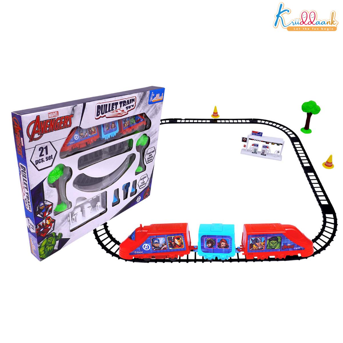 Kriiddaank Marvel Avengers 21-Piece Train Set - Infinity War Superhero Design, Battery Operated Educational Toy with Sound Effects & Easy-to-Assemble Tracks, Best Gift for Kids Ages 3+