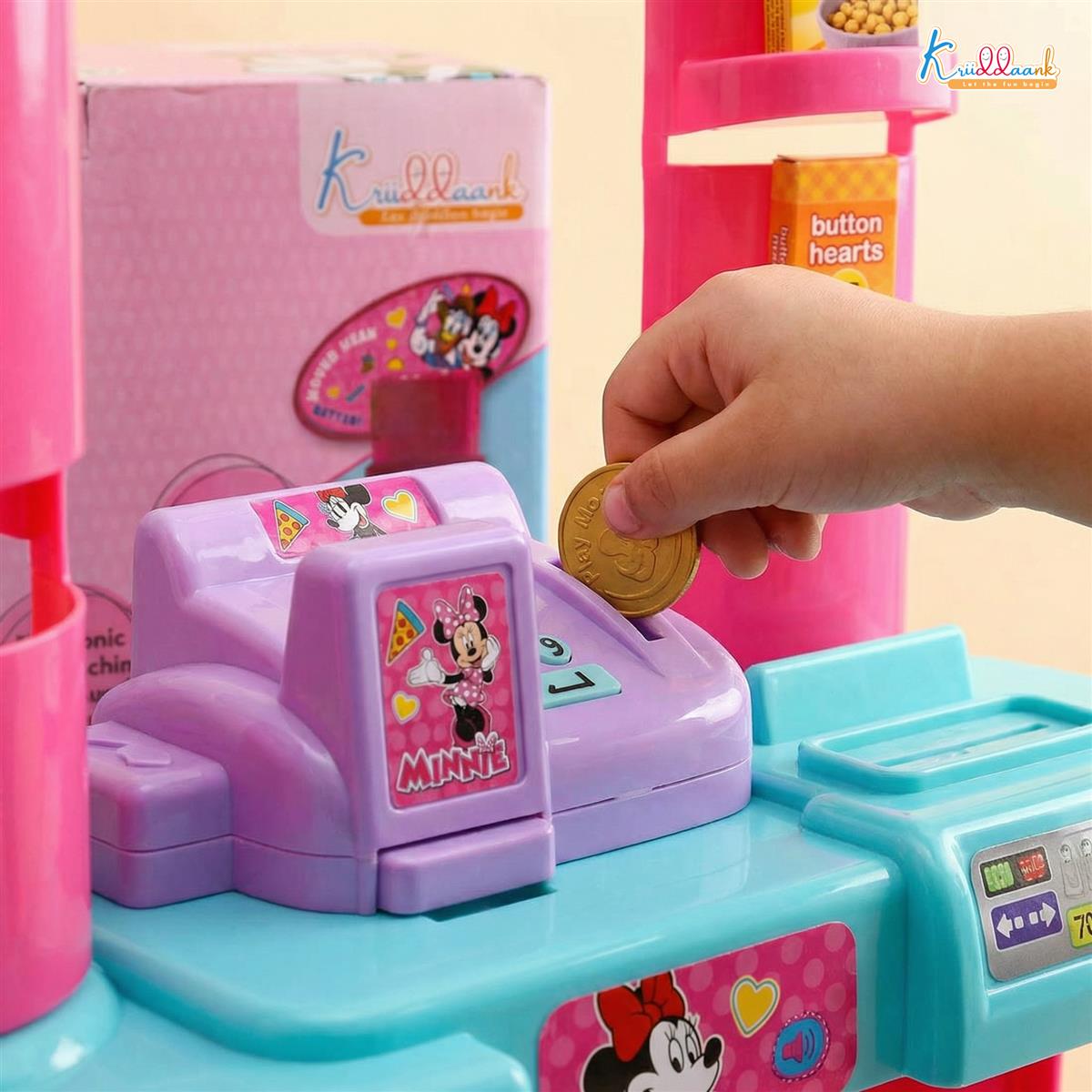 Minnie Mouse Interactive Super Market Grocery Store Playset with Electronic Cash Machine, Weighing Scale & Sound - 20 Accessories, Pretend Play Toy for Girls Ages 5+