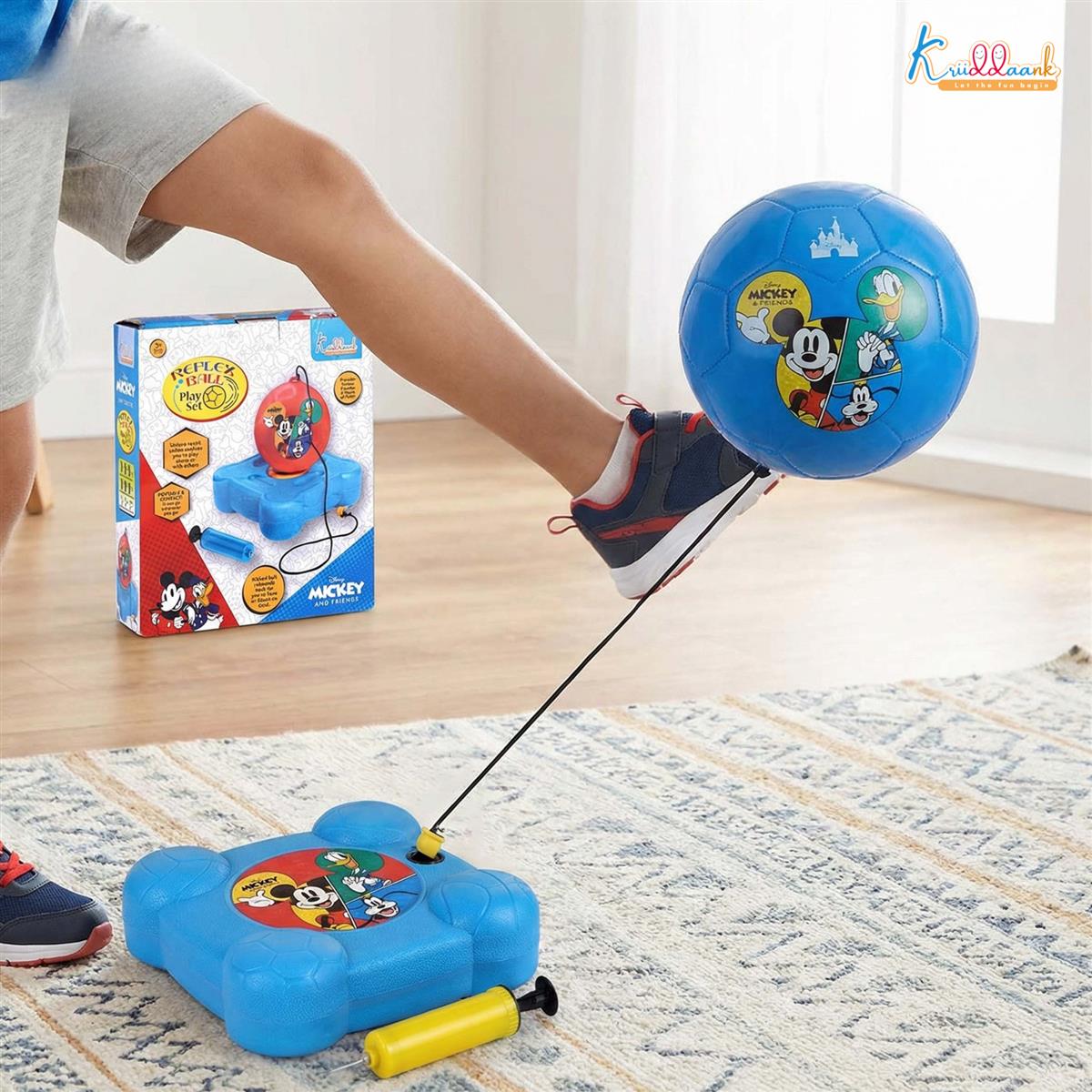 Disney Mickey Reflex Soccer Ball Set for Kids - Solo Football Training Kit with Recoil Action Rebound Ball, Indoor & Outdoor Sports Game for Boys & Girls Aged 3+ Years, Red