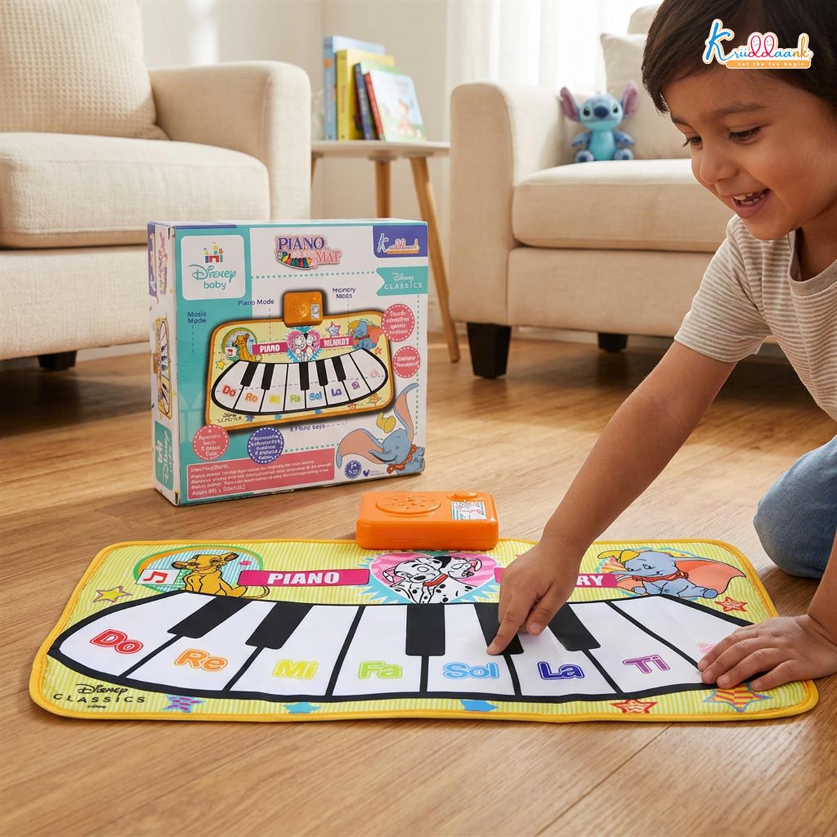 Disney Piano Music Mat - Electronic Floor Keyboard for Toddlers & Kids | Interactive Musical Dance Playmat with 8 Piano Keys & 3 Function Keys | Educational Learning Toy for Boys & Girls 3+ Years