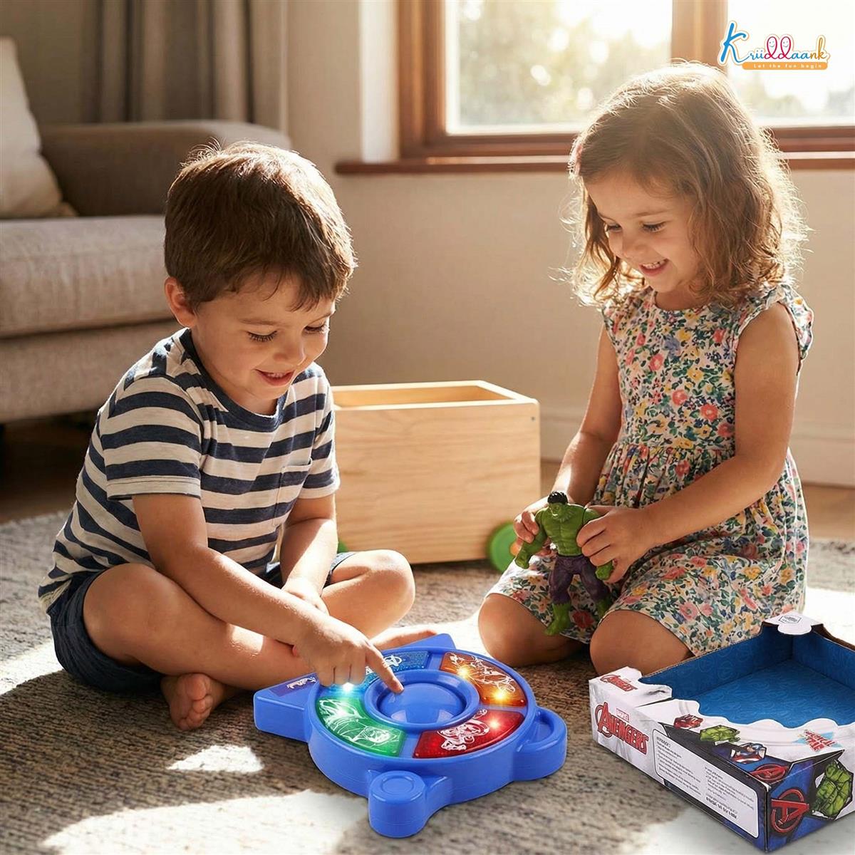 Marvel Avengers Theme Music Set - Star Shaped Guitar Toy for Kids with Lights & Sounds - Portable Educational Musical Toy for Toddlers 3+ Years - Interactive Superhero Gift