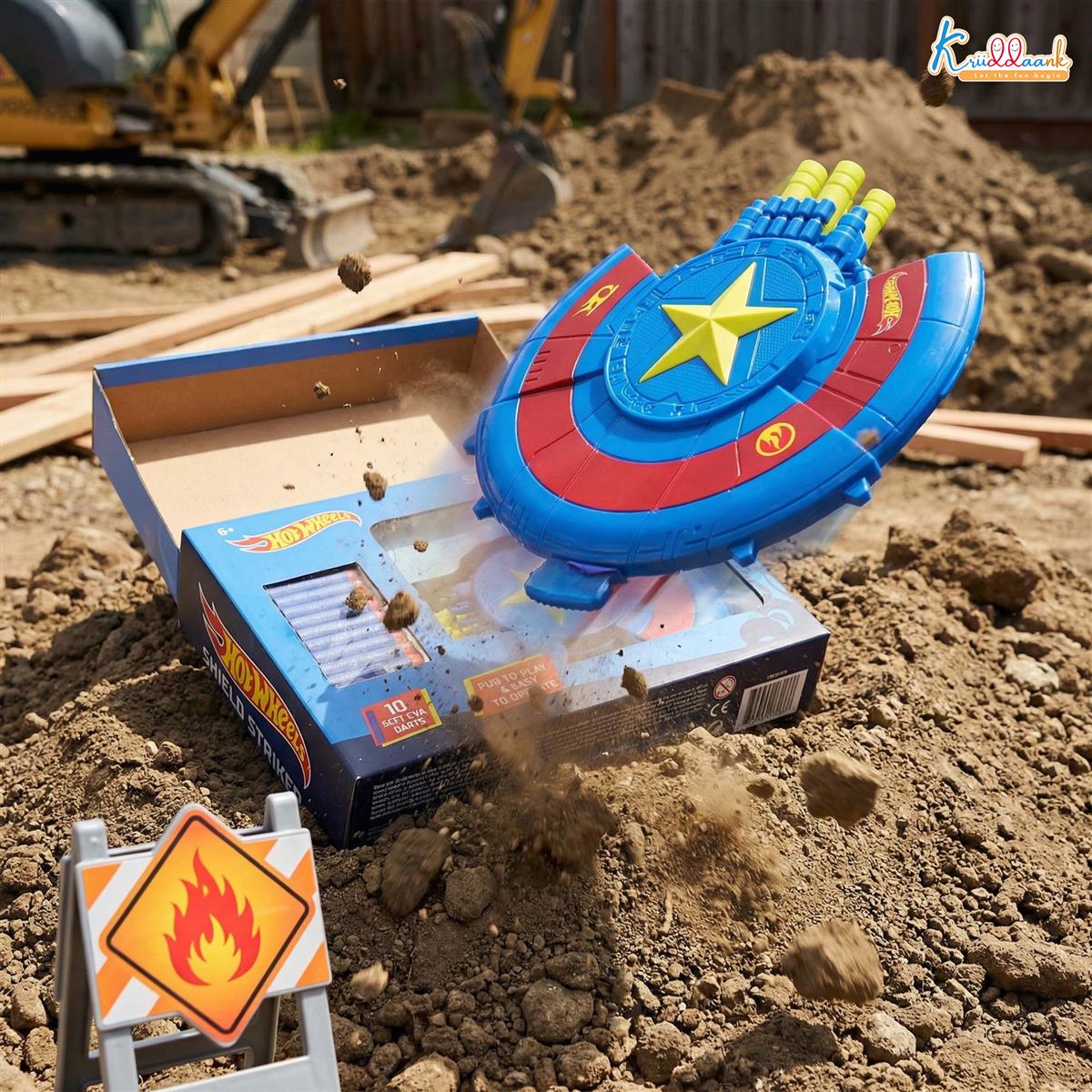 Hot Wheels Shield Striker Dart Blaster Toy for Kids 6+ Years - Includes 10 EVA Soft Foam Darts - Safe, Pull-Back Action Gun for Engaging & Interactive Play - Multicolor