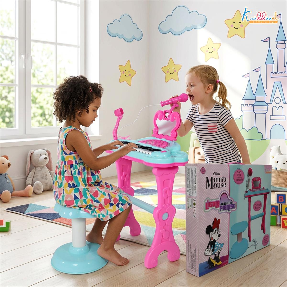 Minnie Mouse Little Pianist Keyboard for Girls â€“ Musical Toy with Microphone, Stool & Dress-Up Accessories â€“ 25 Inbuilt Tunes, Karaoke Mode, Battery/USB Powered â€“ Educational Gift for Kids 3+ Years