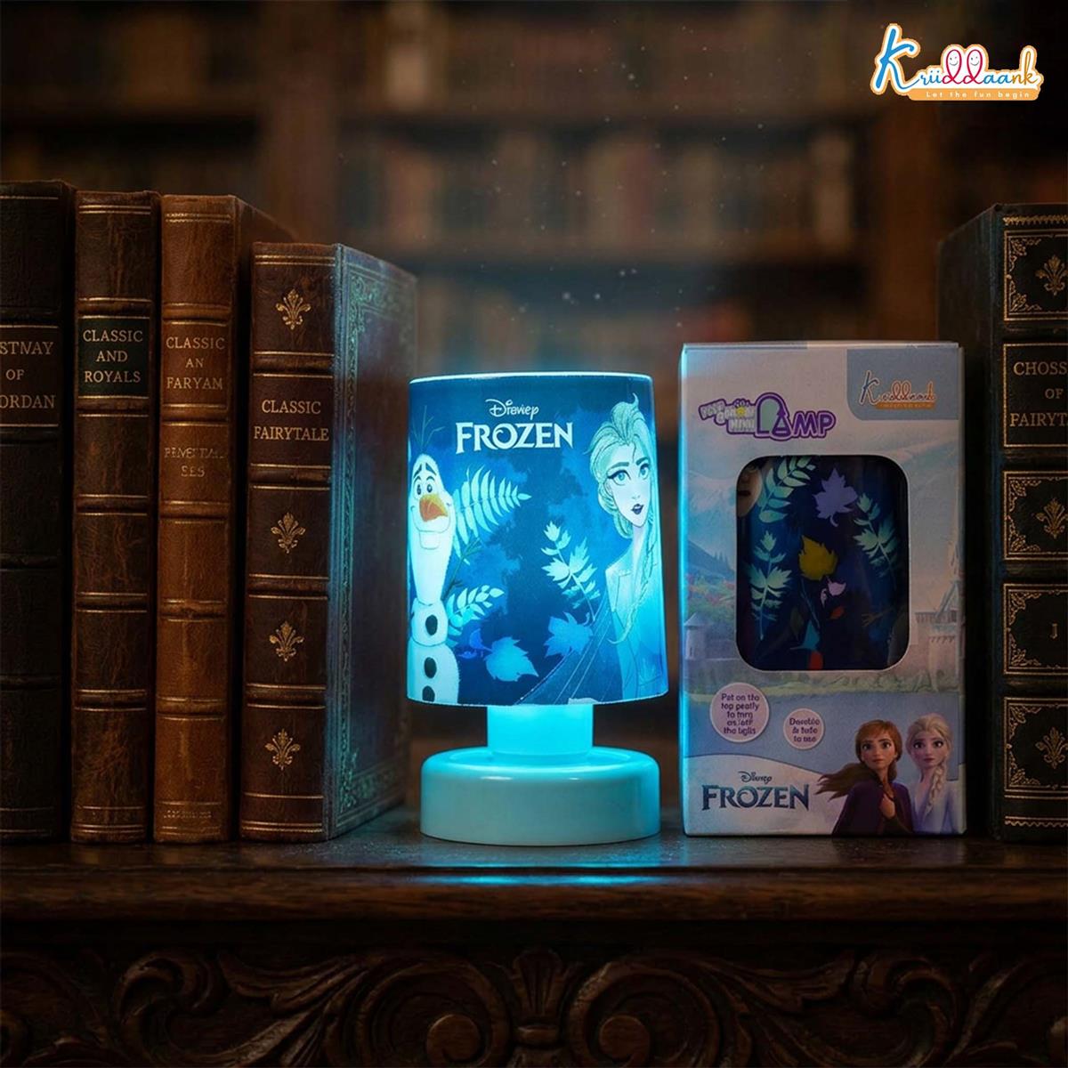 Kriiddaank Frozen Theme LED Table Lamp for Kids - Elsa & Anna Push & Glow Desk Light, Battery Operated Portable Night Light for Study, Bedroom & Decoration - Safe for Ages 3+ (Turkish Blue)
