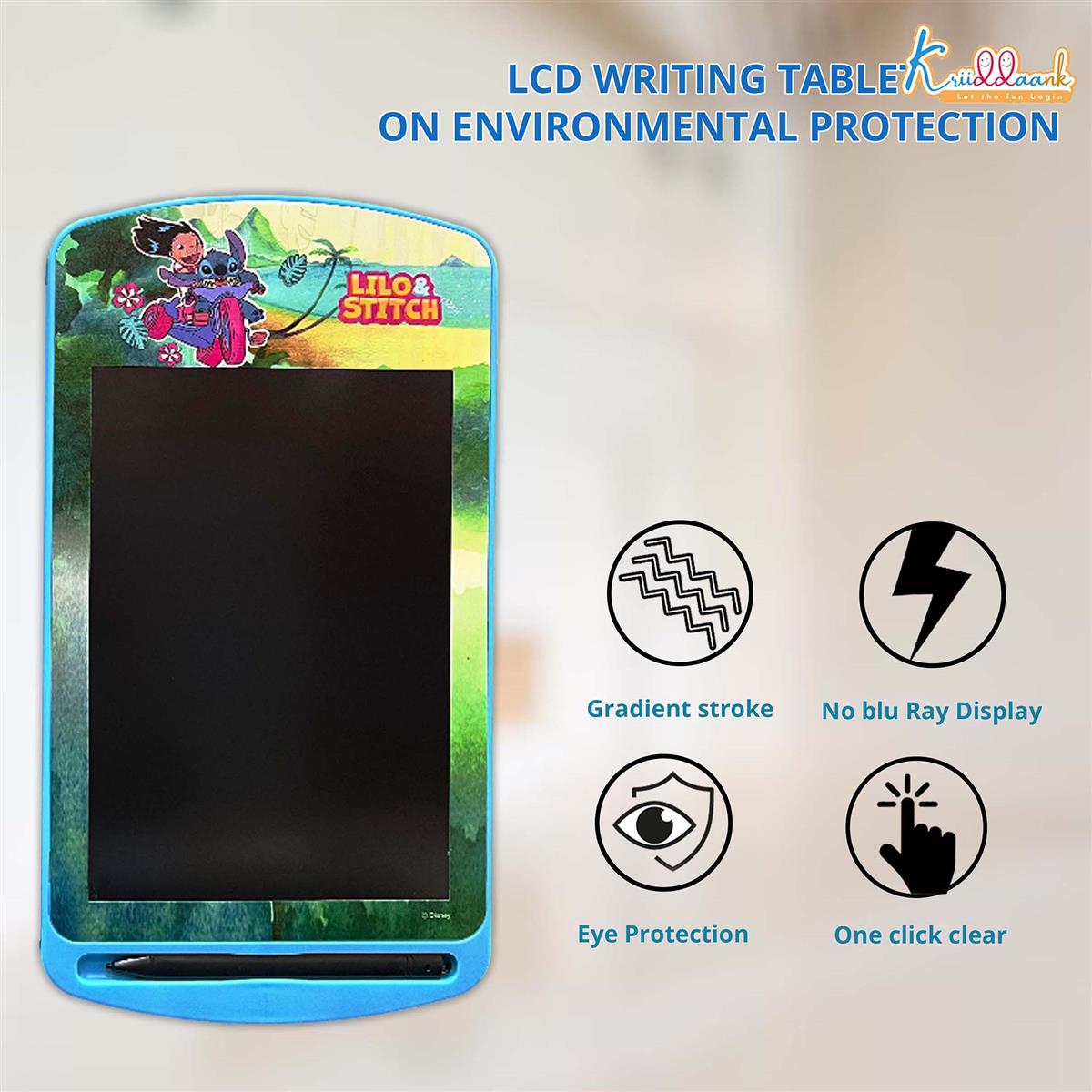 Kriiddaank Stitch LCD Writing Tablet 10.5 Inch Electronic Drawing Pad & Rewritable Doodle Board for Kids, Portable Toddler Travel Slate, Birthday Gift for Boys & Girls 3-9 Years (Stitch Blue Theme)