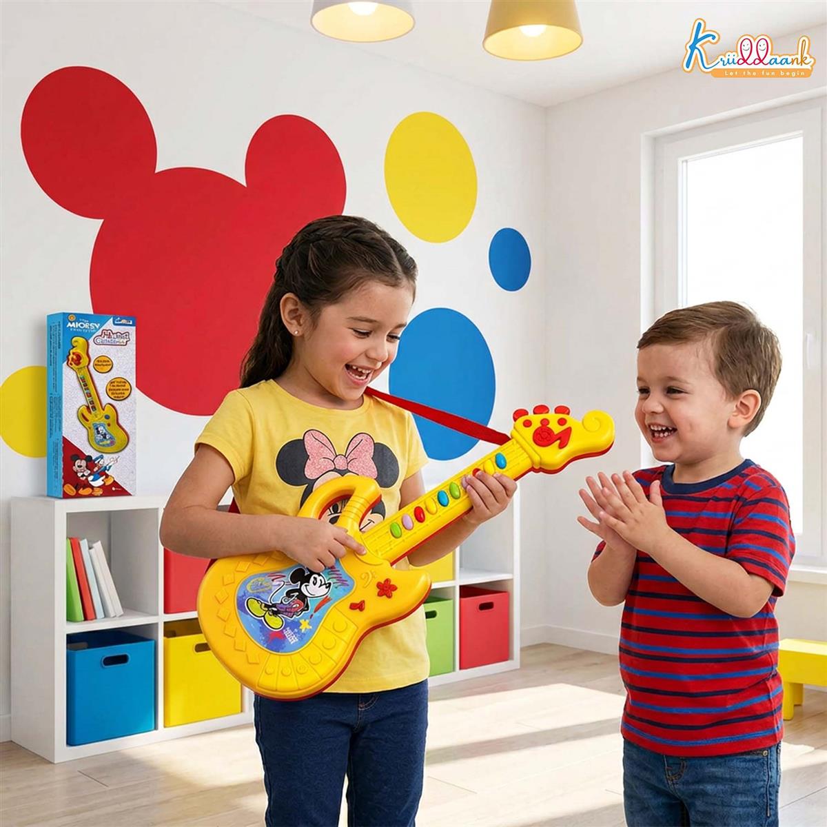 Disney Mickey Mouse Theme Musical Guitar for Toddlers & Kids | Battery Operated Sing-Along Educational Toy | Interactive Music & Sounds for Juniors (3+ Years) - Red