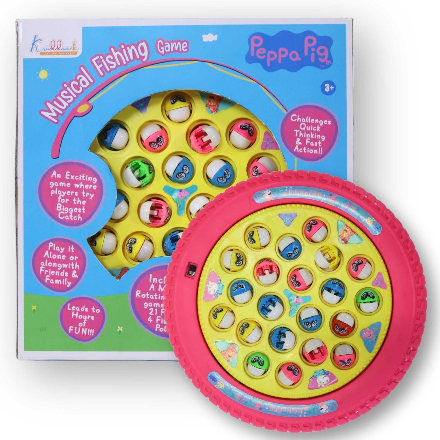 Kriiddaank  Musical Fishing Game- PeppaUnderwater Adventure Toy PeppaFish Catching GameBattery-Powered Fishing GameSea Animal ToyWater-Themed Educational Toy