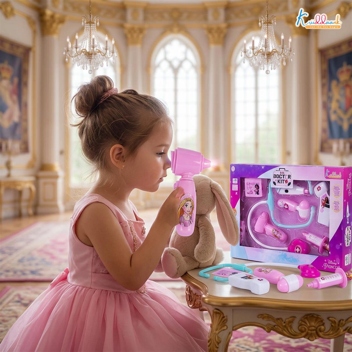 Disney Princess Theme Portable Doctor Set for Girls with Electronic Stethoscope & Realistic Tools | 8-Piece Medical Kit with Lights & Sound Effects | Fun Educational Pretend Play Toy for Kids Age 3+