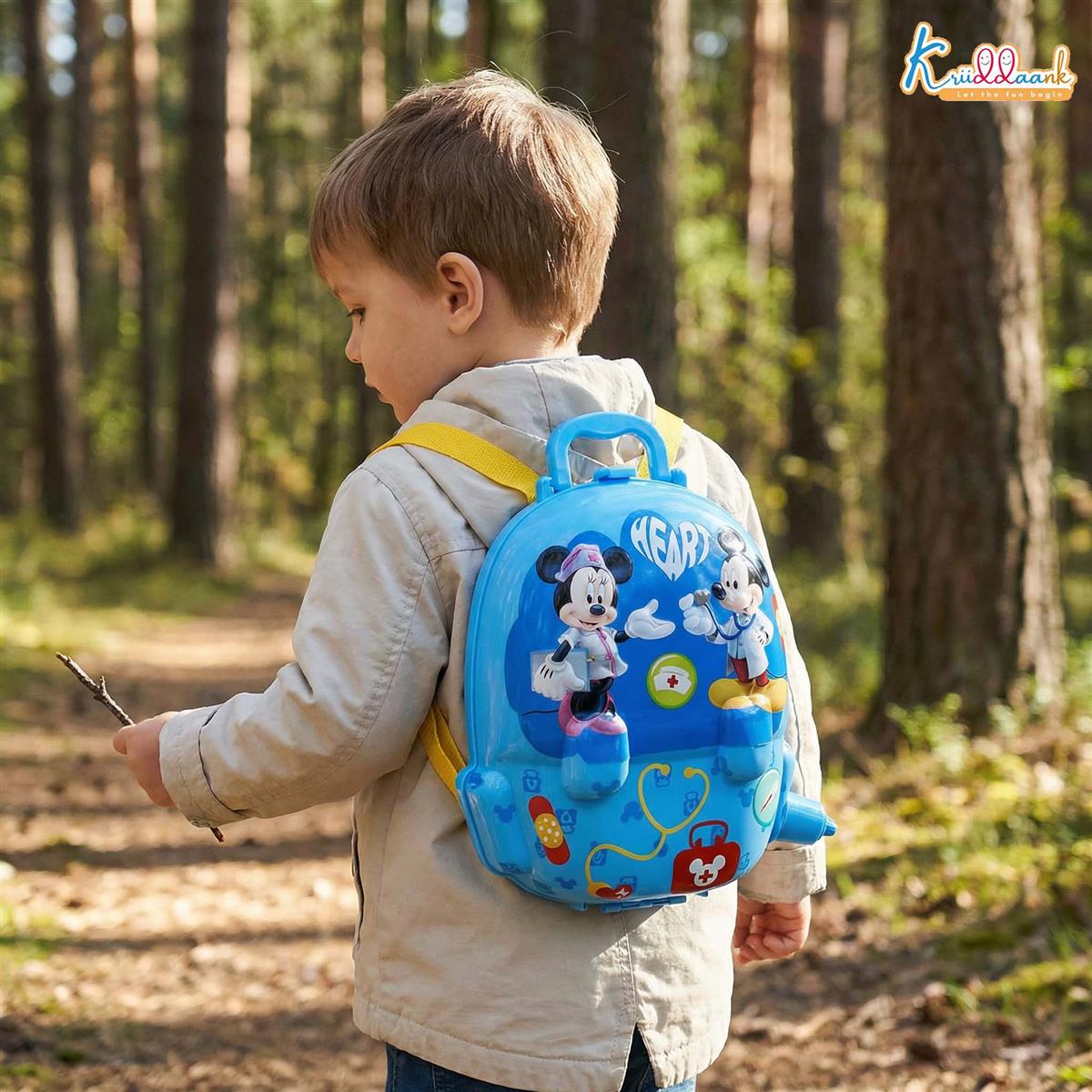 Disney Mickey Theme Backpack Doctor Gift Set for Kids - 8 Pcs Medical Kit with Interactive Light & Sound Stethoscope, Portable Educational Role Play Toy for Boys & Girls Ages 3+