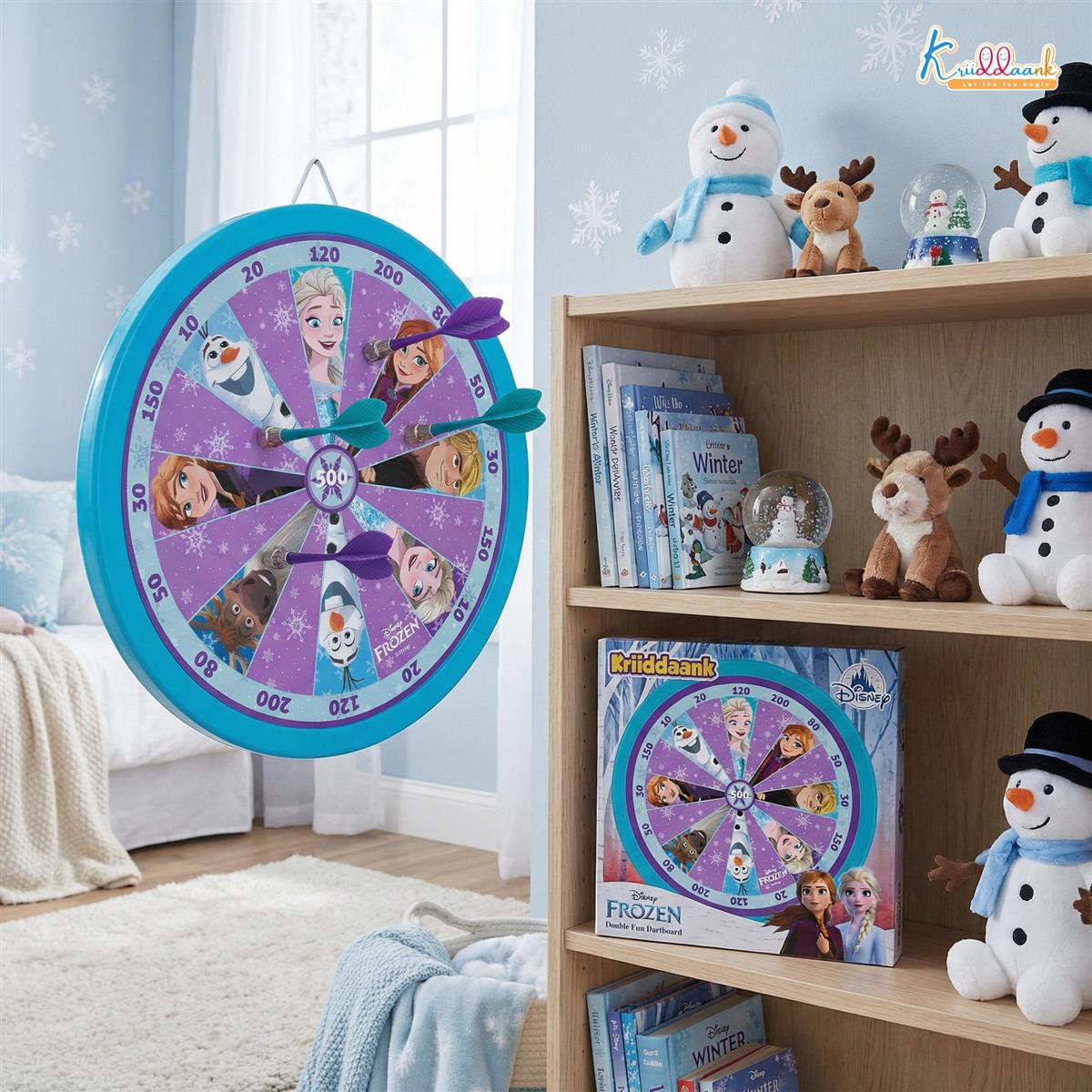 Kriiddaank Frozen 2-in-1 Double Fun Dartboard & Ludo Game for Kids - Safe Indoor Wall Target Shooting Game, Durable MDF Board, Ideal Birthday Gift for Boys & Girls 3+ Years (Multicolor)