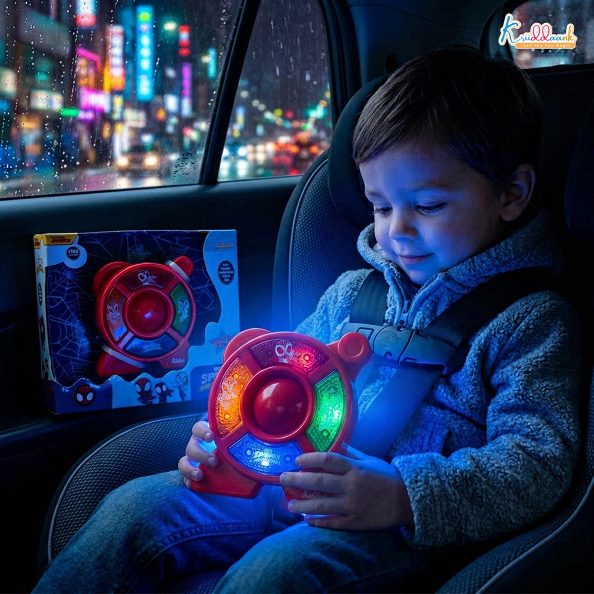Spiderman Theme Portable Music Star System for Kids â€“ Interactive Pocket-Sized Sound Toy with 4 Animal & Musical Tones â€“ Battery Operated Safe & Durable Educational Toy for 3+ Year Olds