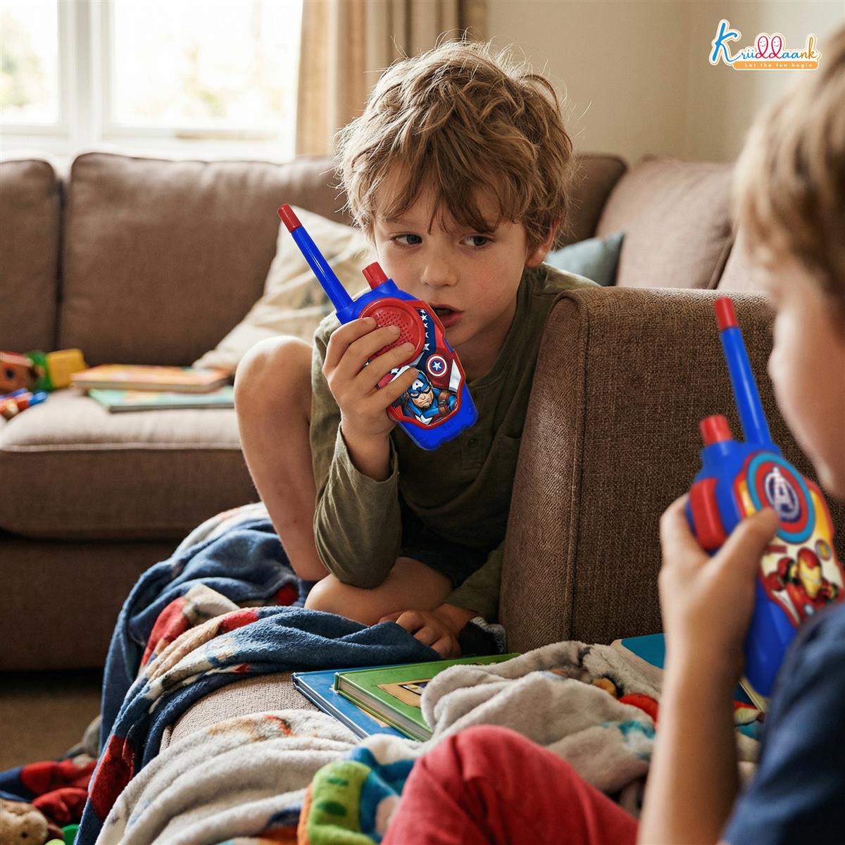 Avengers Walkie Talkie Set for Kids - 75m Range 2-Way Radio Toy for Boys & Girls - Ideal for Camping, Hiking & Outdoor Adventure - Child-Safe Non-Toxic Red Communication Device (Set of 2)