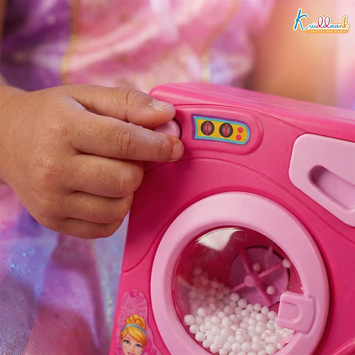 Disney Princess Interactive Family Washing Machine Toy for Toddlers - Battery Operated Housekeeping Toy with Lights & Rotating Action - Educational Pretend Play Home Appliance for Kids 3+ (Pink)