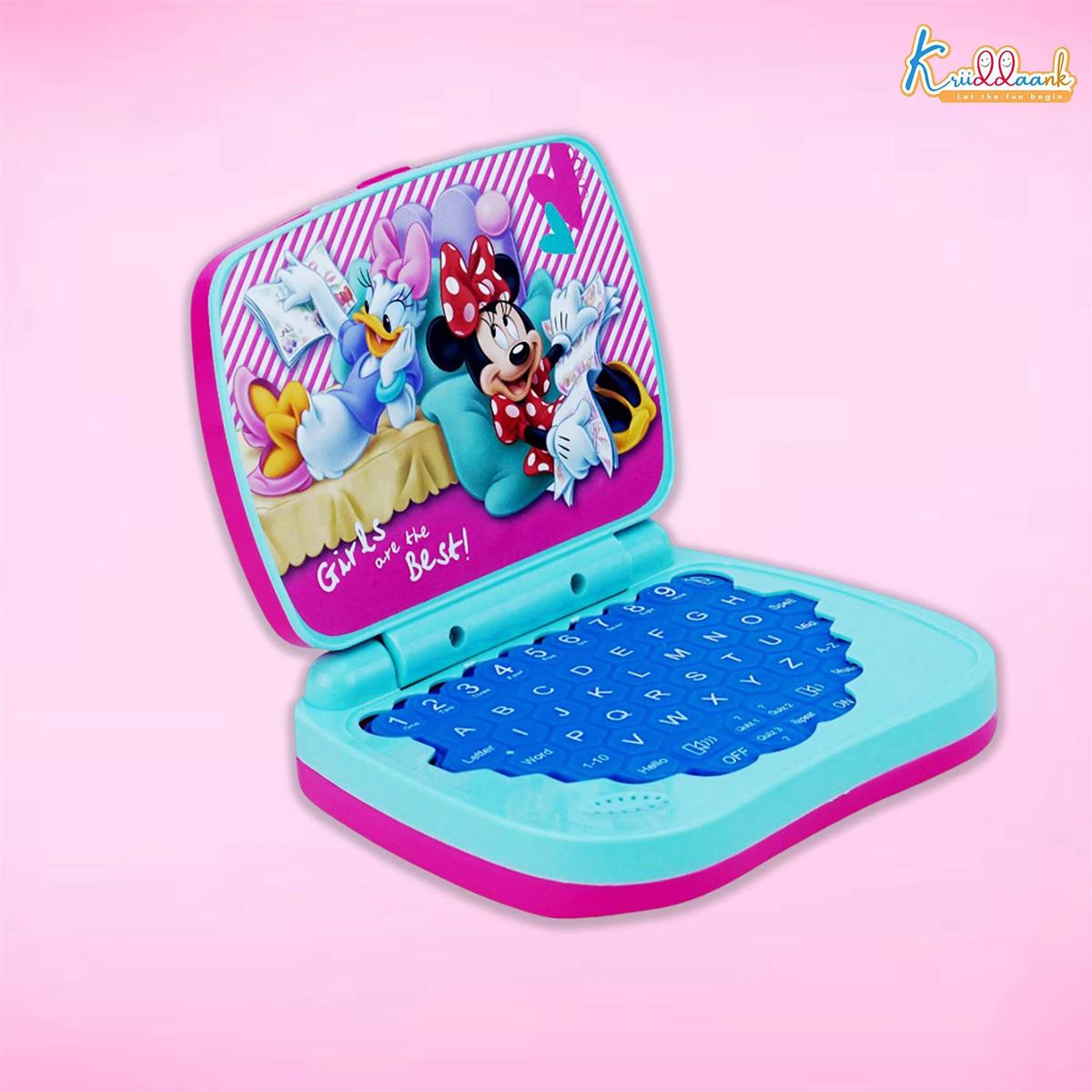 LTW Minnie Mouse Theme Educational Laptop for Kids - Interactive Screen-Free Learning Toy for Alphabets, Numbers & Word Pronunciation - Musical Preschool Toy for Ages 3+ (Pink)