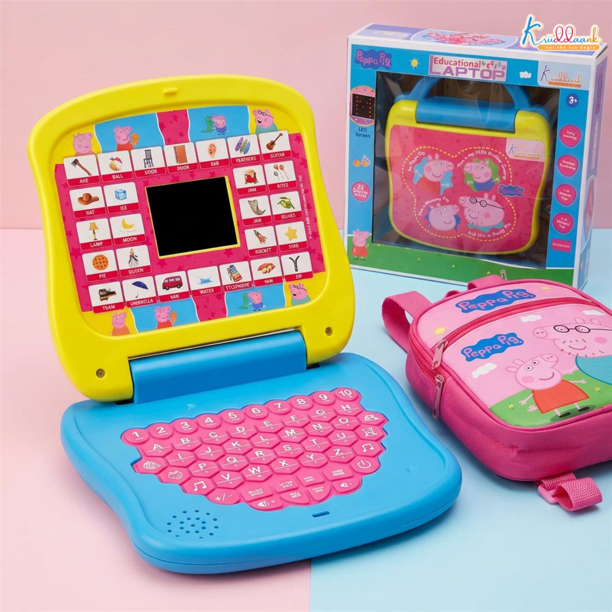 Peppa Pig Educational Laptop for Kids - Interactive Learning Toy with Screen, Music & Sounds - Pre-School Alphabet, Numbers & Word Pronunciation - Safe & Durable Electronic Toy for Ages 3+