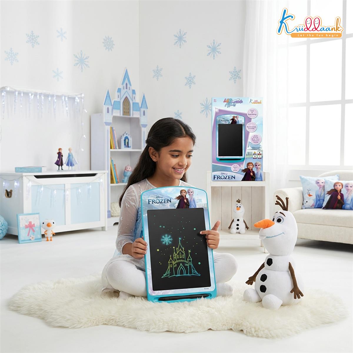 Kriiddaank Frozen 10.5 Inch LCD Writing Tablet, Electronic Drawing Pad for Kids, Rewritable Doodle Board & Travel Slate, Educational Birthday Gift for Girls & Boys 3-9 Years Old, Turkish Blue
