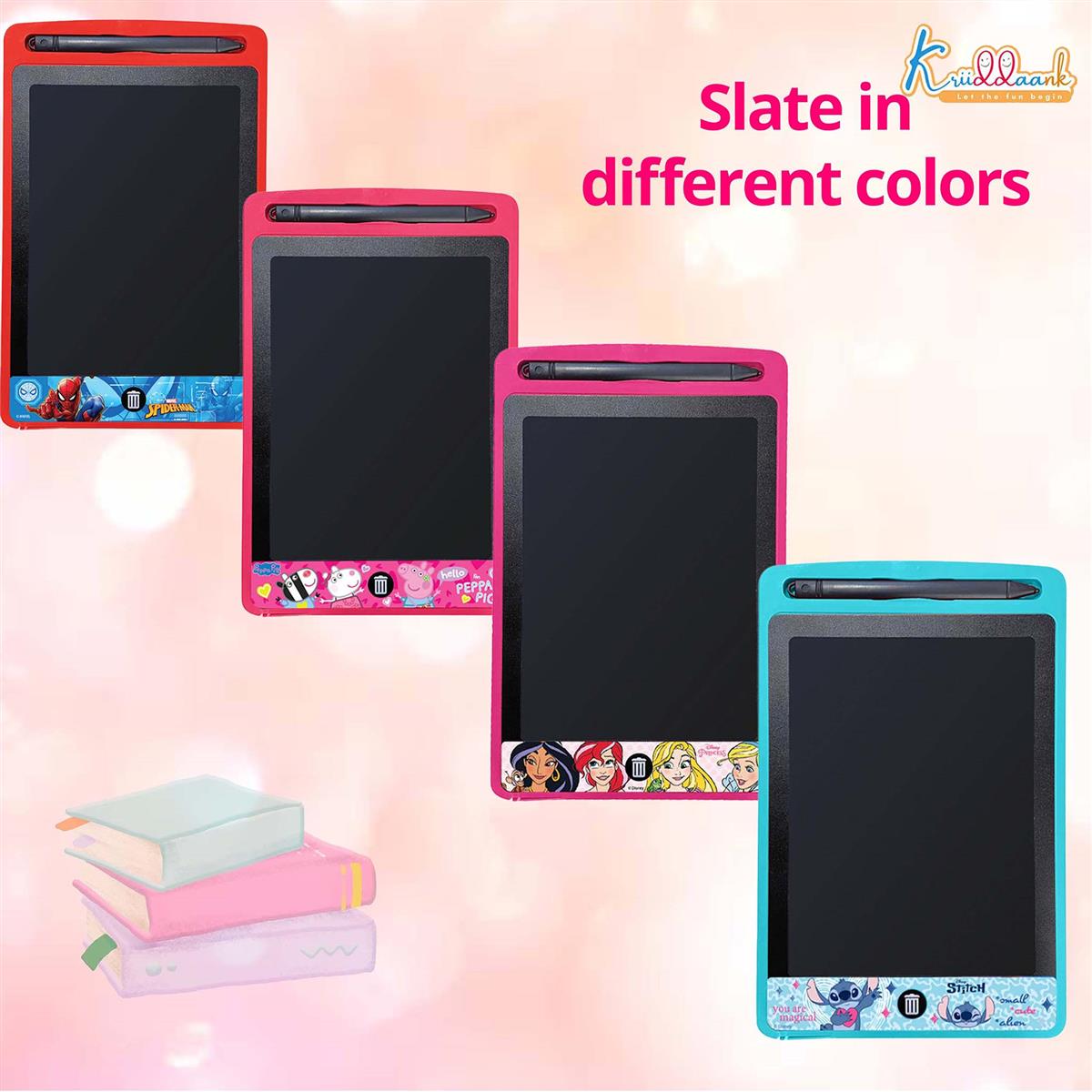 KRIIDDAANK Pack of 4 LCD Writing Tablet 8.5 Inch Colorful Doodle Board for Kids, Educational Electronic Drawing Pad, Reusable Learning Toy & Travel Essentials for Boys & Girls (Multicolor)