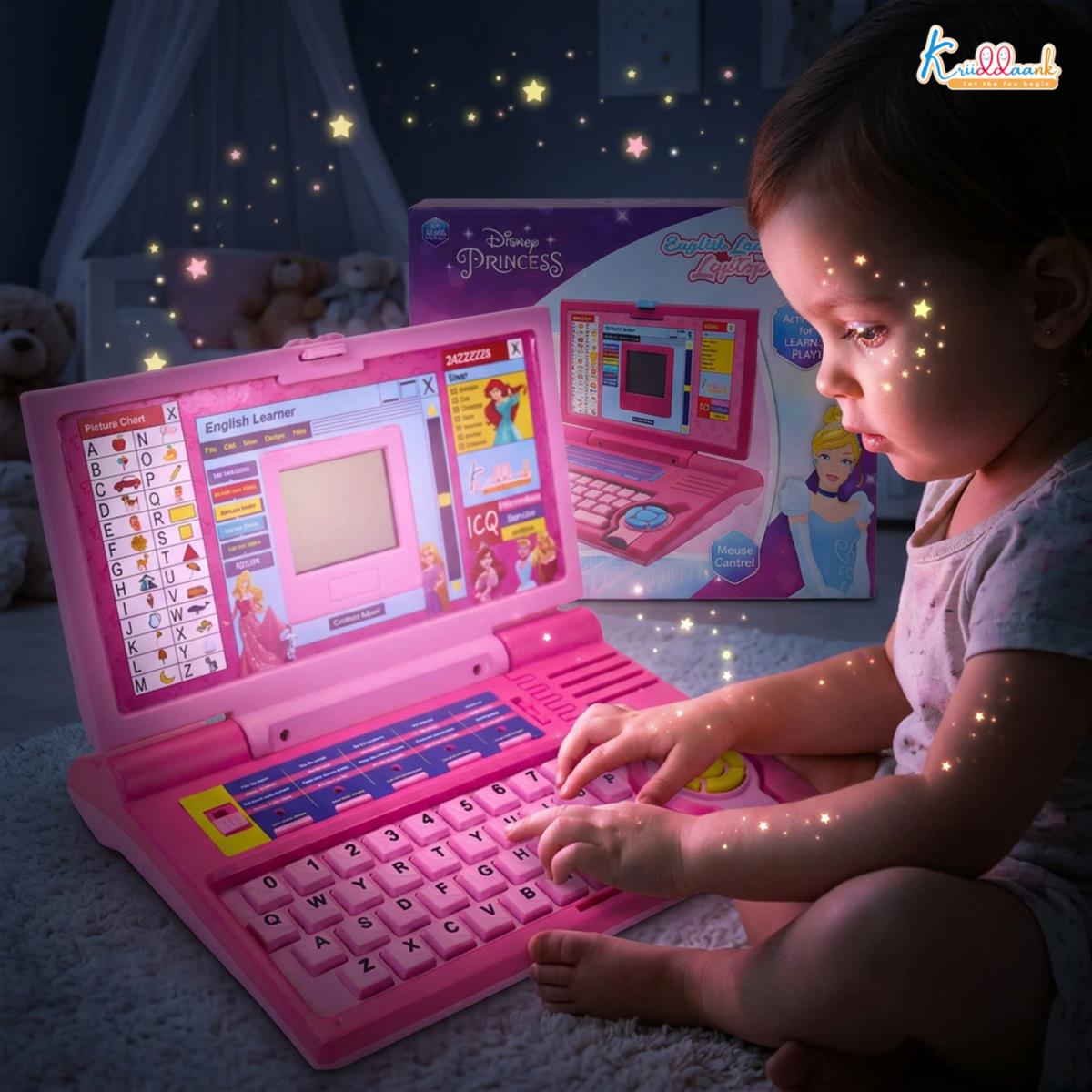Disney Princess Interactive English Learning Laptop for Toddlers - 20 Educational Activities, Letters, Numbers & Games - Pink Educational Toy for Kids 3+ Years