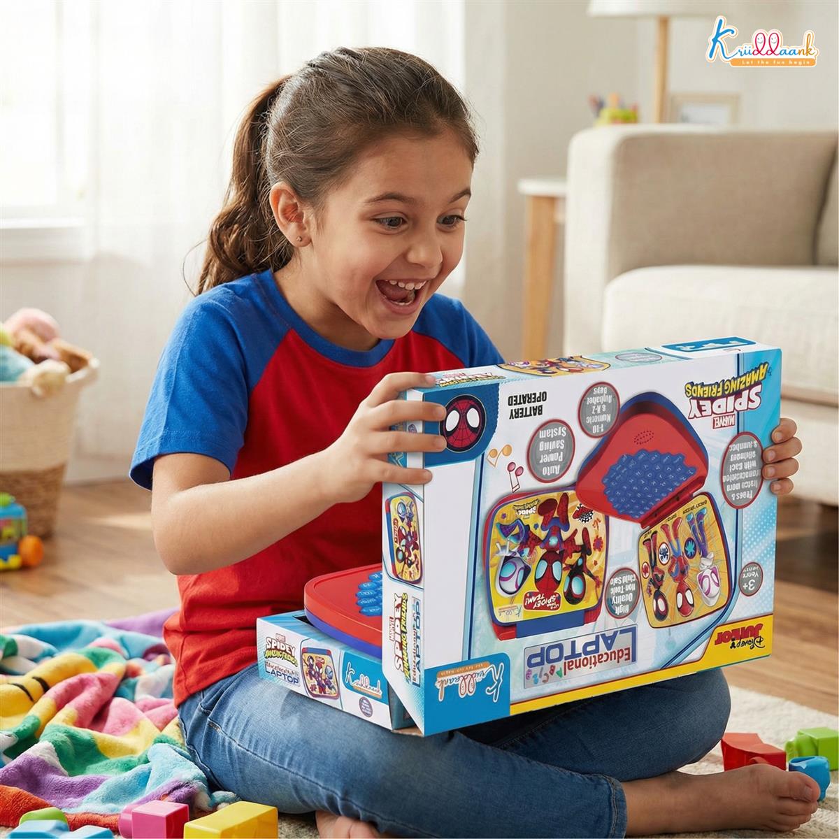 Spiderman Educational Laptop for Kids - Interactive Alphabet & Number Learning Toy with Music & Sound, Early Development Preschool Computer, Safe & Non-Toxic Learning Tool for Ages 3+