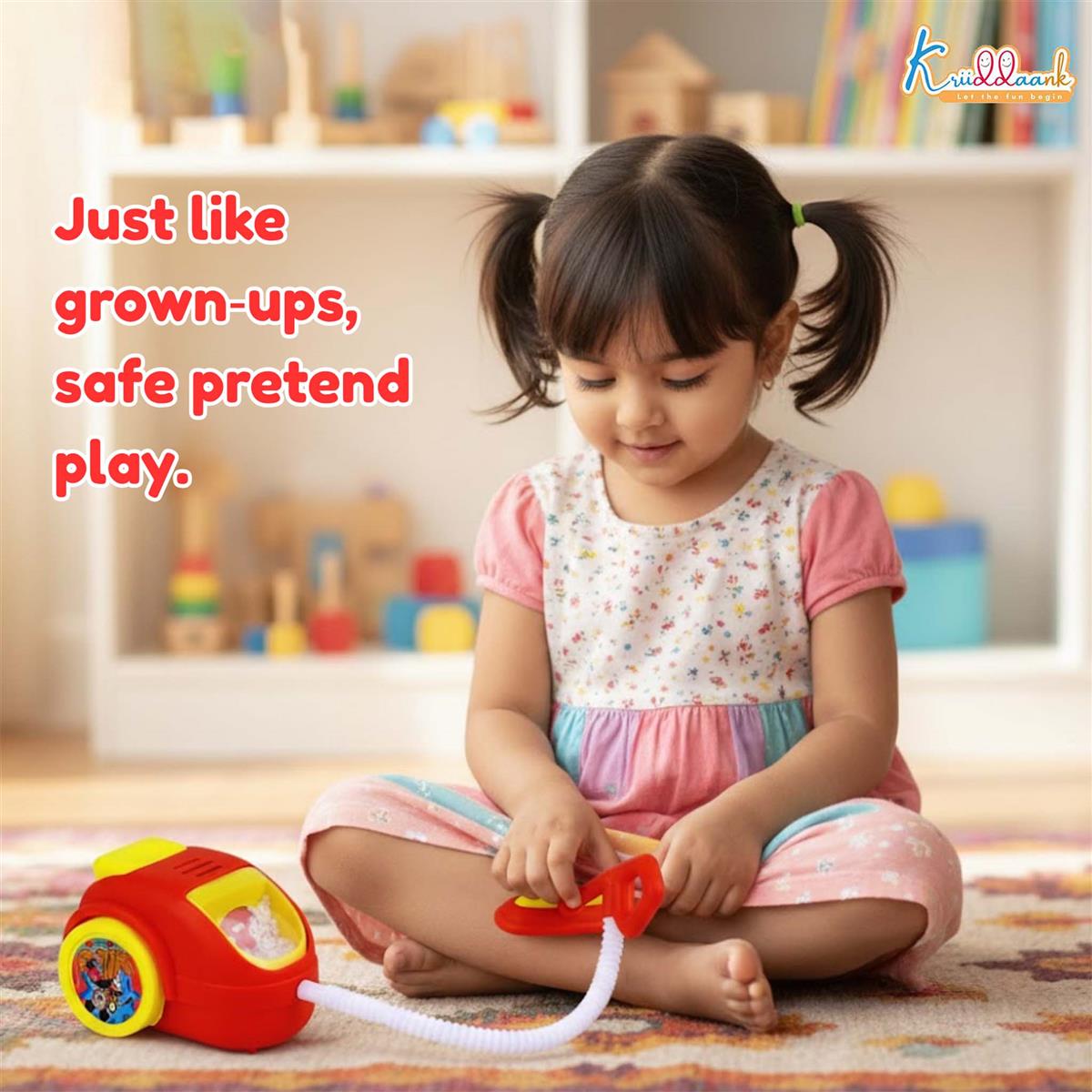 Mickey Theme Mini Vacuum Cleaner for Kids - Educational Pretend Play Toy with Realistic Vibration & Lights - Fun Housekeeping Learning Toy for Toddlers & Disney Fans, 3+ Years (Red)