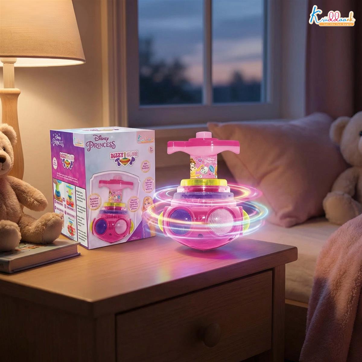 Princess Dizzy Glow Top - LED Light & Music Spinning Top Toy for Girls, Magic Princess Spinner with Musical Sound & 360 Degree Rotation, Musical Lattoo Birthday Gift for Kids 3+ Years