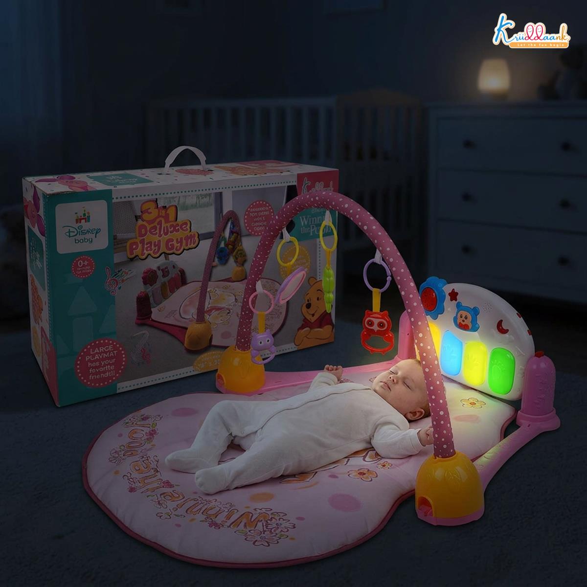 Winnie The Pooh Baby Gym - Activity Musical Mat with Kick & Play Piano, Ultra-Comfort Cushioned Playmat, Rattle & Teether Toys for Infants & Toddlers, Light & Sound Educational Toy