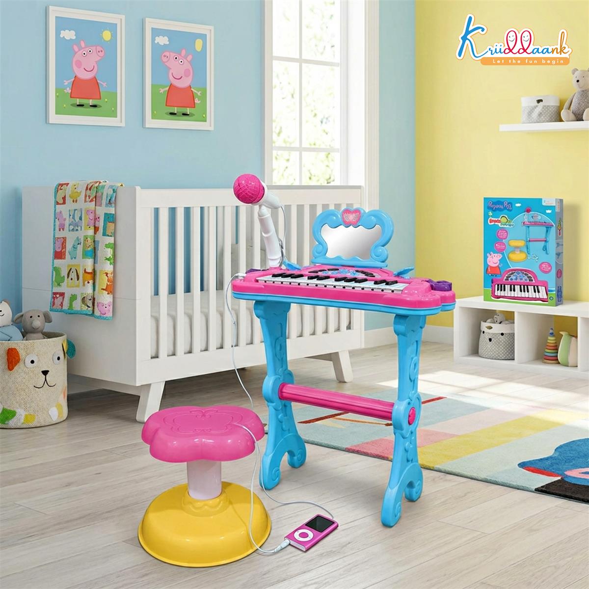 Hasbro Peppa Pig Little Pianist Keyboard with Microphone & Stool - Musical Toy for Kids 3+ - Karaoke Mode, MP3 Connection, 25 Inbuilt Tunes, Electronic Piano for Girls & Toddlers - Pink