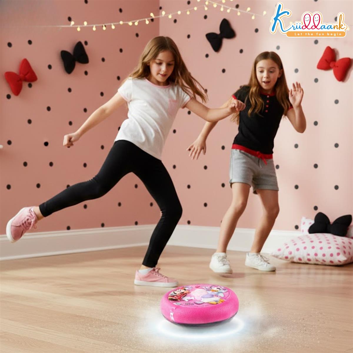 Minnie Hover Football - LED Light-Up Air Power Indoor Soccer Ball with Soft Foam Bumper & Super Slide Feature, Safe Gliding Game for Girls & Kids 3+, Pink Character Gift