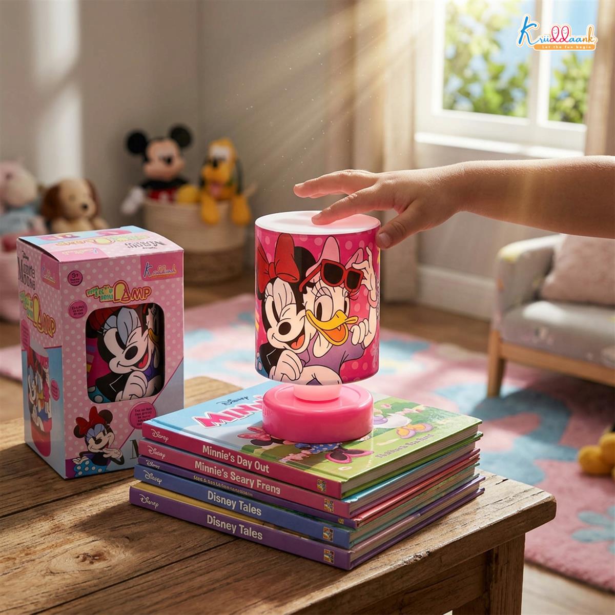 Minnie Mouse Themed Table Lamp for Kids - Push & Glow Night Light, Portable Battery Operated Bedside Lamp for Girls' Bedroom, Nursery Decor & Birthday Gift, Lightweight & Safe for Ages 3+