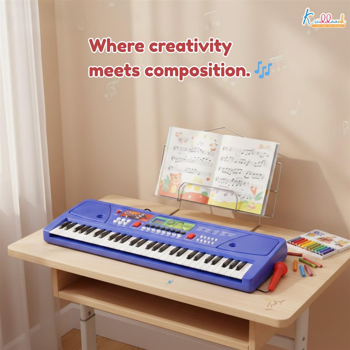Avengers Keyboard Piano for Kids - 61 Scale Organ Keys with Digital Screen & Microphone - 16 Instrument Sounds, 10 Rhythms, Record & Playback - Educational Musical Toy for Boys & Girls 3+ (USB/Battery