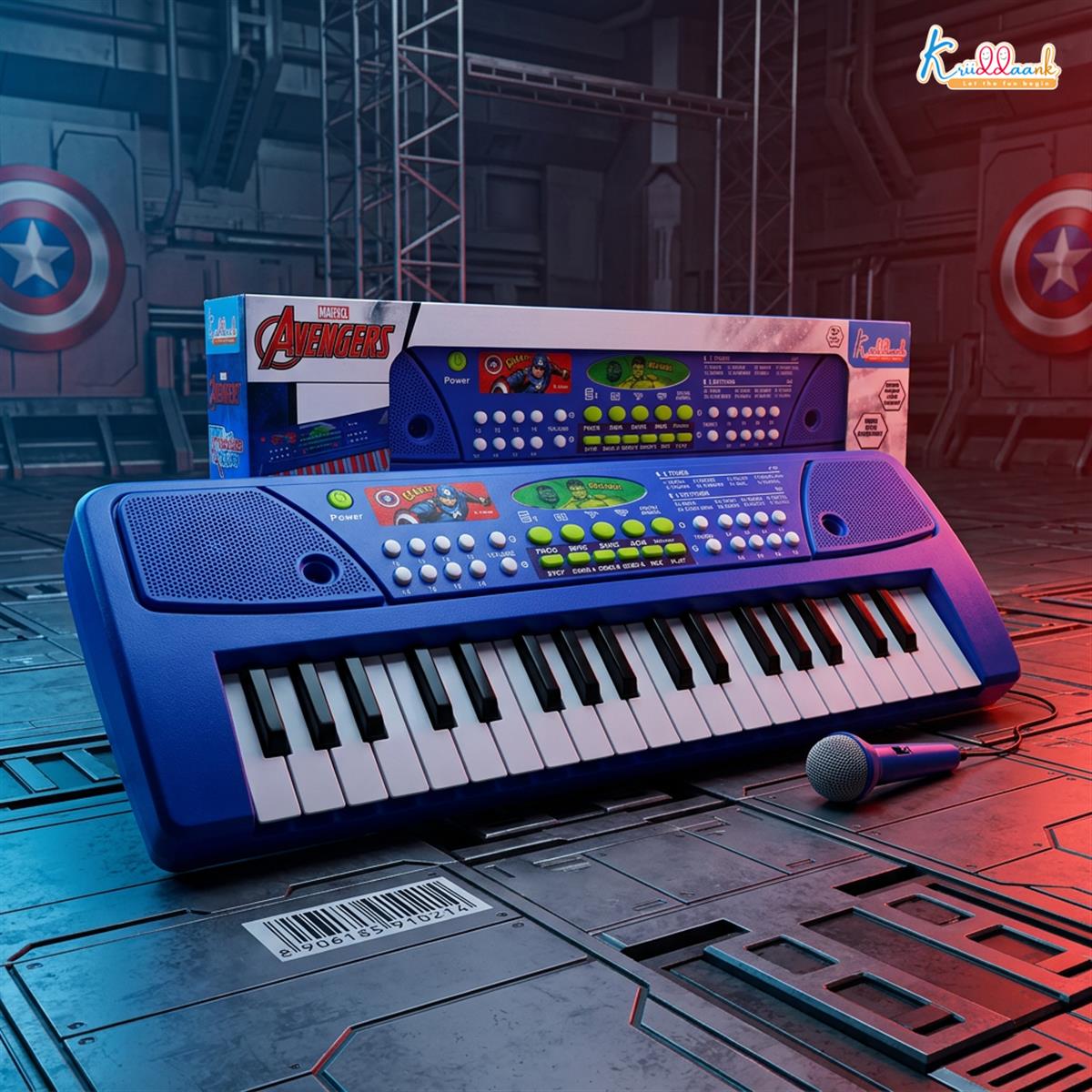 Marvel Avengers 37-Key Keyboard Piano for Kids with Microphone, 8 Rhythms & Tones, USB & Battery Powered Educational Musical Toy for Boys and Girls, 3+ Years (Red)