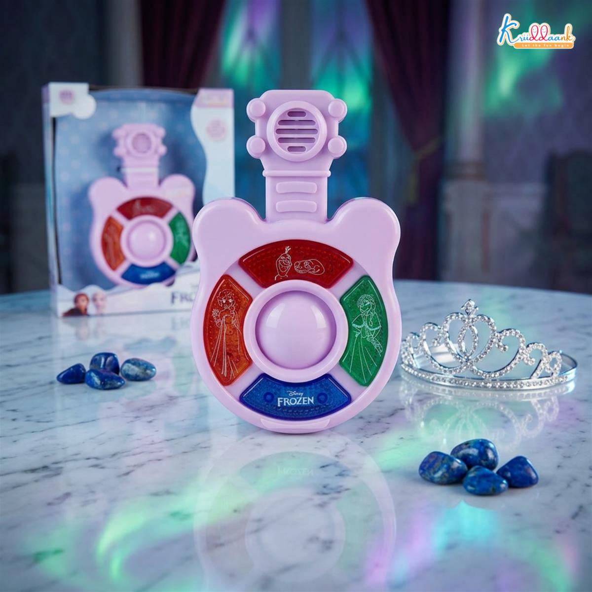 Frozen Mini Music Guitar - Portable Musical Instrument Toy for Kids with 4 Sound Buttons & Lights - Battery Operated Educational Gift for Boys & Girls Ages 3+