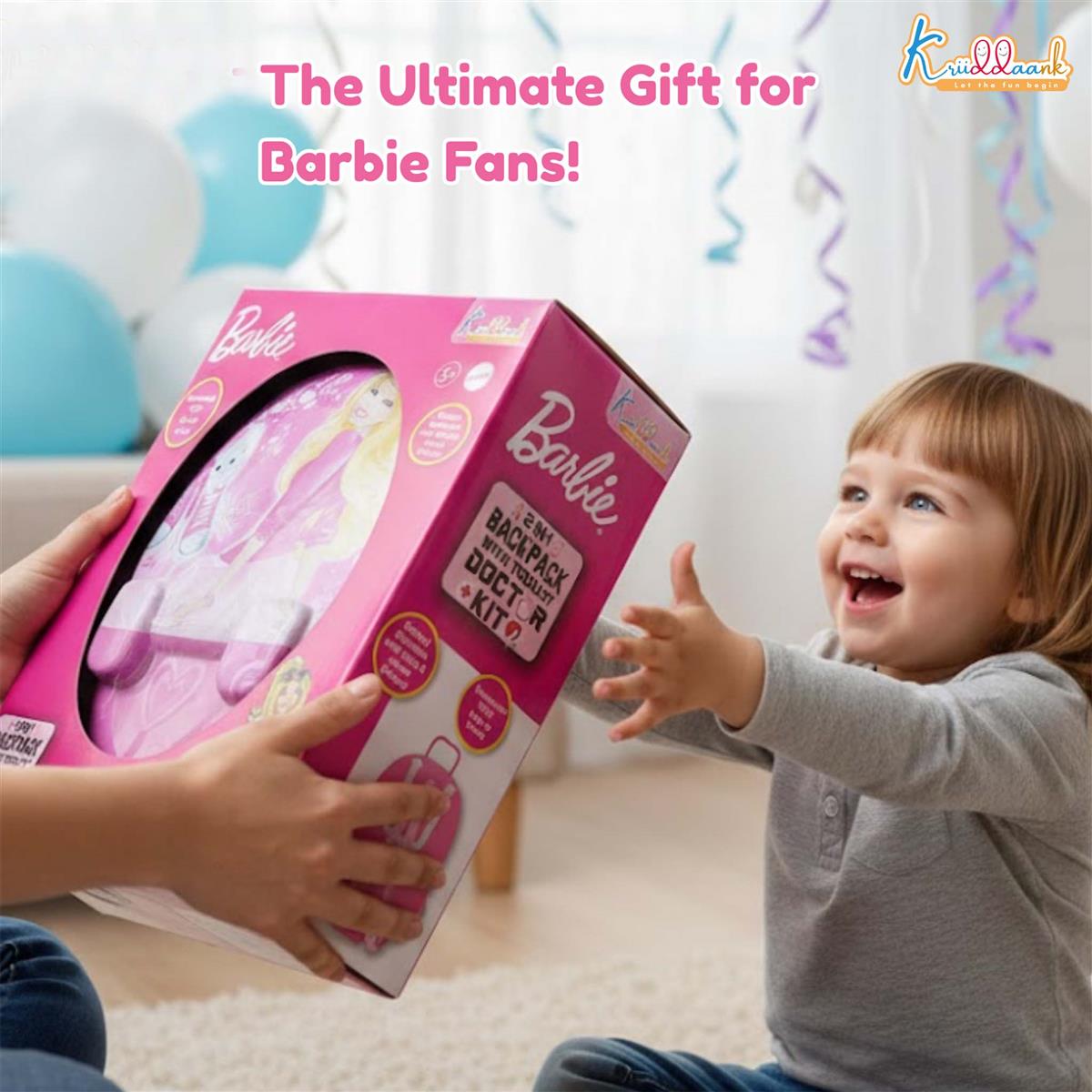 Barbie Kids' Portable 2-in-1 Doctor Kit Backpack & Suitcase with Lights and Sounds - 8 Piece Pretend Play Medical Set for Girls & Boys Ages 3+ - Educational Roleplay Toy (Pink)