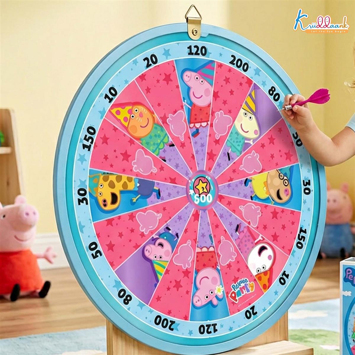 Peppa Pig 2-in-1 Flip N Play Board Game - Magnetic Dartboard & Classic Ludo Set for Kids | Safe Indoor Target Game with Dice, Darts & Pawns | Fun Family Game for Boys & Girls Ages 3+