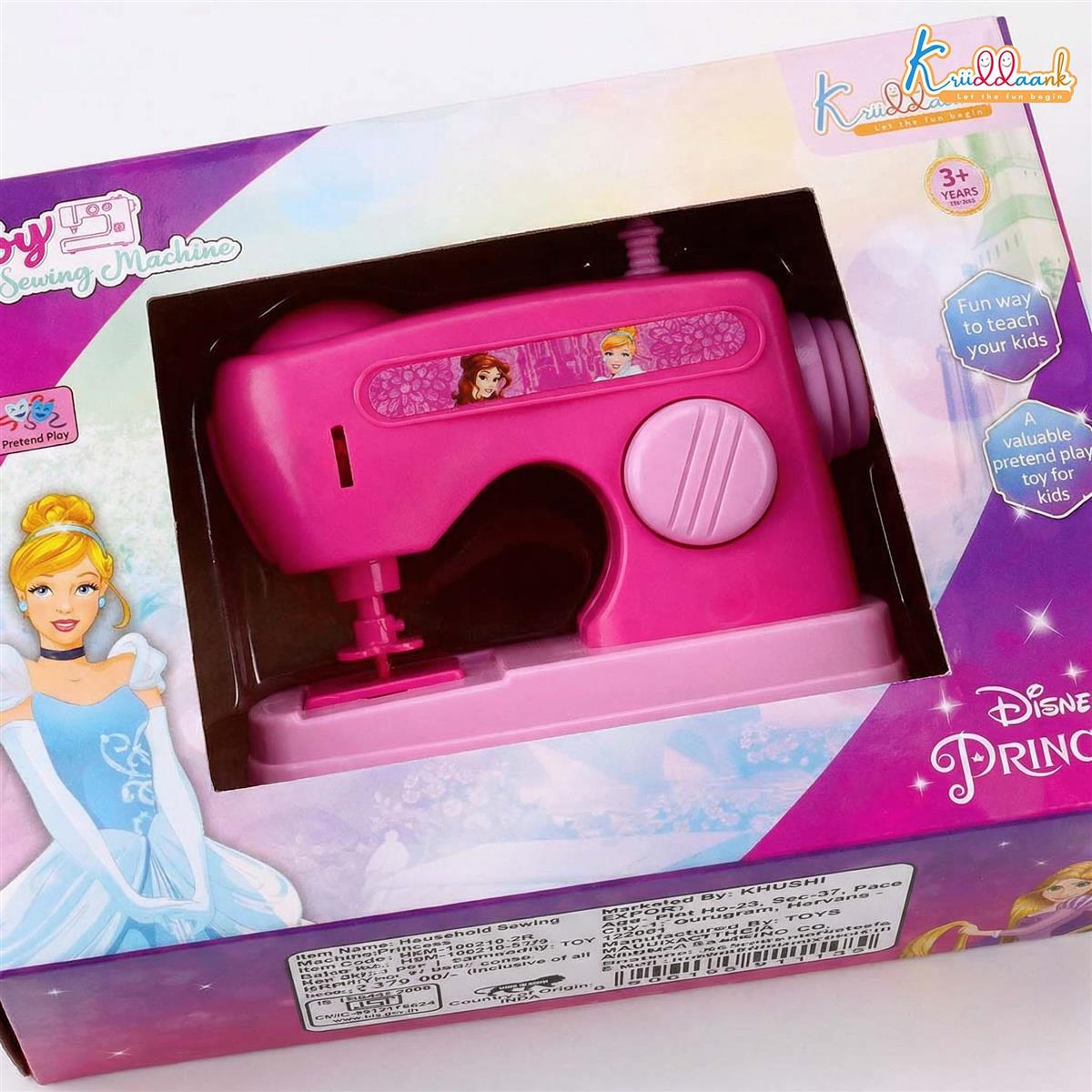 Kriiddaank Disney Princess Theme Sewing Machine Toy for Kids, Battery Operated Educational Pretend Play Household Toy with Interactive Buttons, Pink, Age 3+ Years