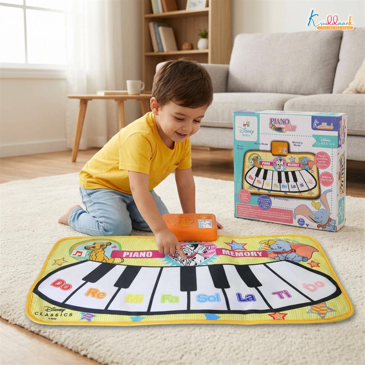 Disney Piano Music Mat - Electronic Floor Keyboard for Toddlers & Kids | Interactive Musical Dance Playmat with 8 Piano Keys & 3 Function Keys | Educational Learning Toy for Boys & Girls 3+ Years