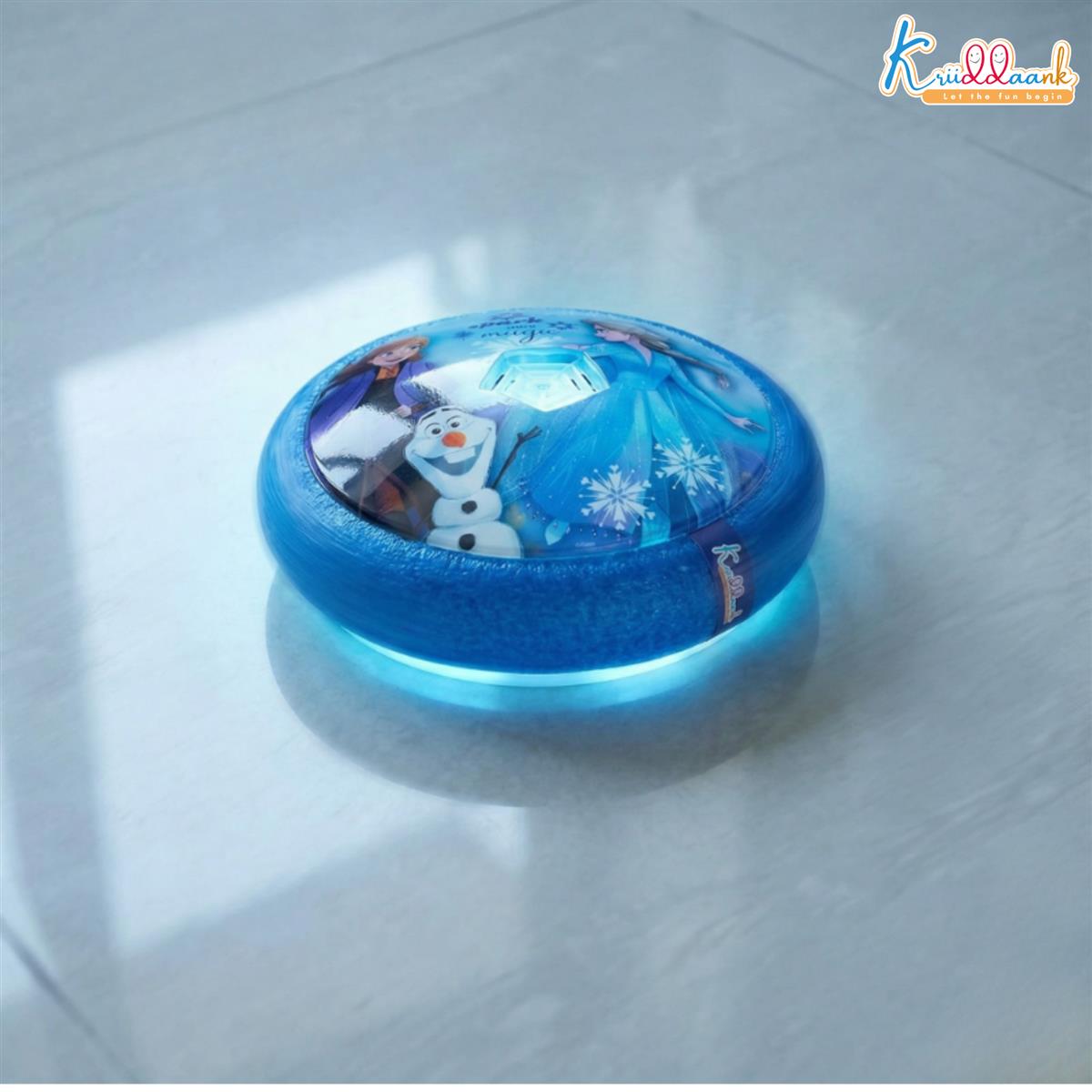 Frozen Theme Hover Football - LED Light Up Air Soccer Ball with Soft Foam Bumpers - Disney Elsa & Anna Indoor Sports Toy for Kids Boys & Girls, Glides on Smooth Surfaces, Safe Active Play