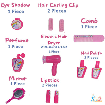 Kriiddaank BackpackDressingSet-UnicornThemeFantasy Beauty Kit for KidsUnicorn Dressing SetUnicorn Themed Beauty ToyRainbow Unicorn Beauty KitSparkle Unicorn Dressing Playset