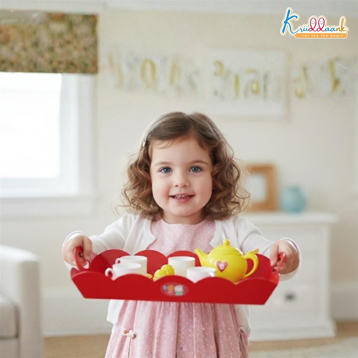 Hasbro Peppa Pig Tea Trolley Set - 32 Pcs Pretend Play Kitchen Toy with Electronic Kettle, Lights & Sound - Interactive Pink Tea Cart, Educational Gift for Kids & Toddlers Age 3+