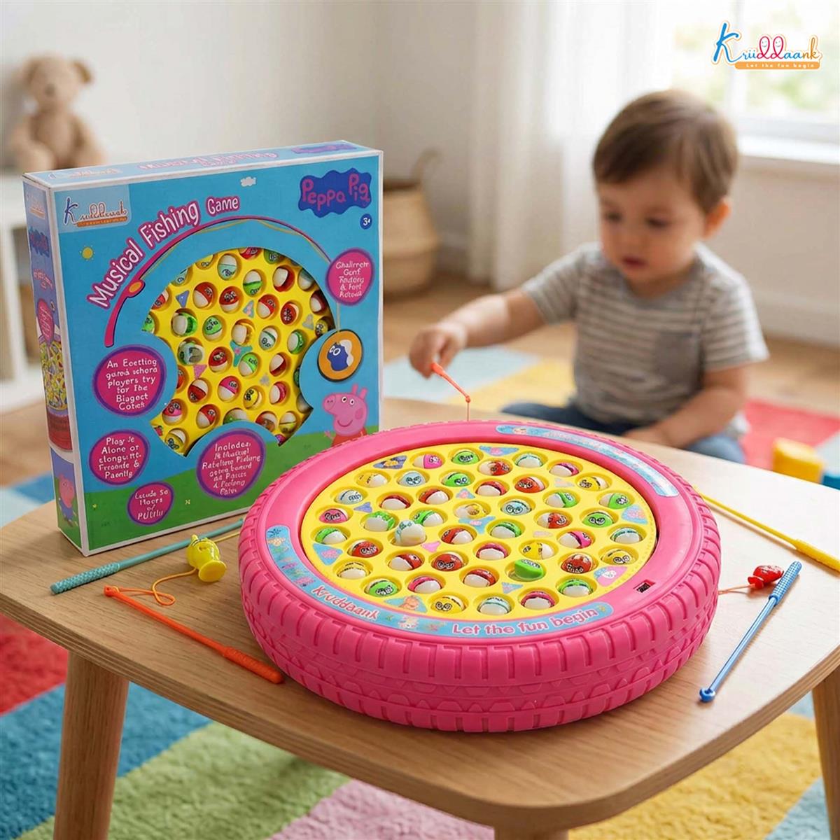 Hasbro Peppa Pig Musical Fishing Board Game - Rotating Pond with 45 Fishes & 4 Poles - Educational Pink Magnetic Toy for Kids 3+ Years - Interactive Fast-Action Game for 1-4 Players