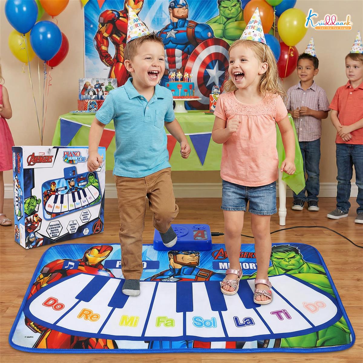 Marvel Avengers Theme Piano Mat - Touch Sensitive Electronic Keyboard Music Play Mat for Kids | 8 Piano Keys & 3 Function Keys | Educational Dance & Play Musical Toy for Boys & Girls 3+ Years