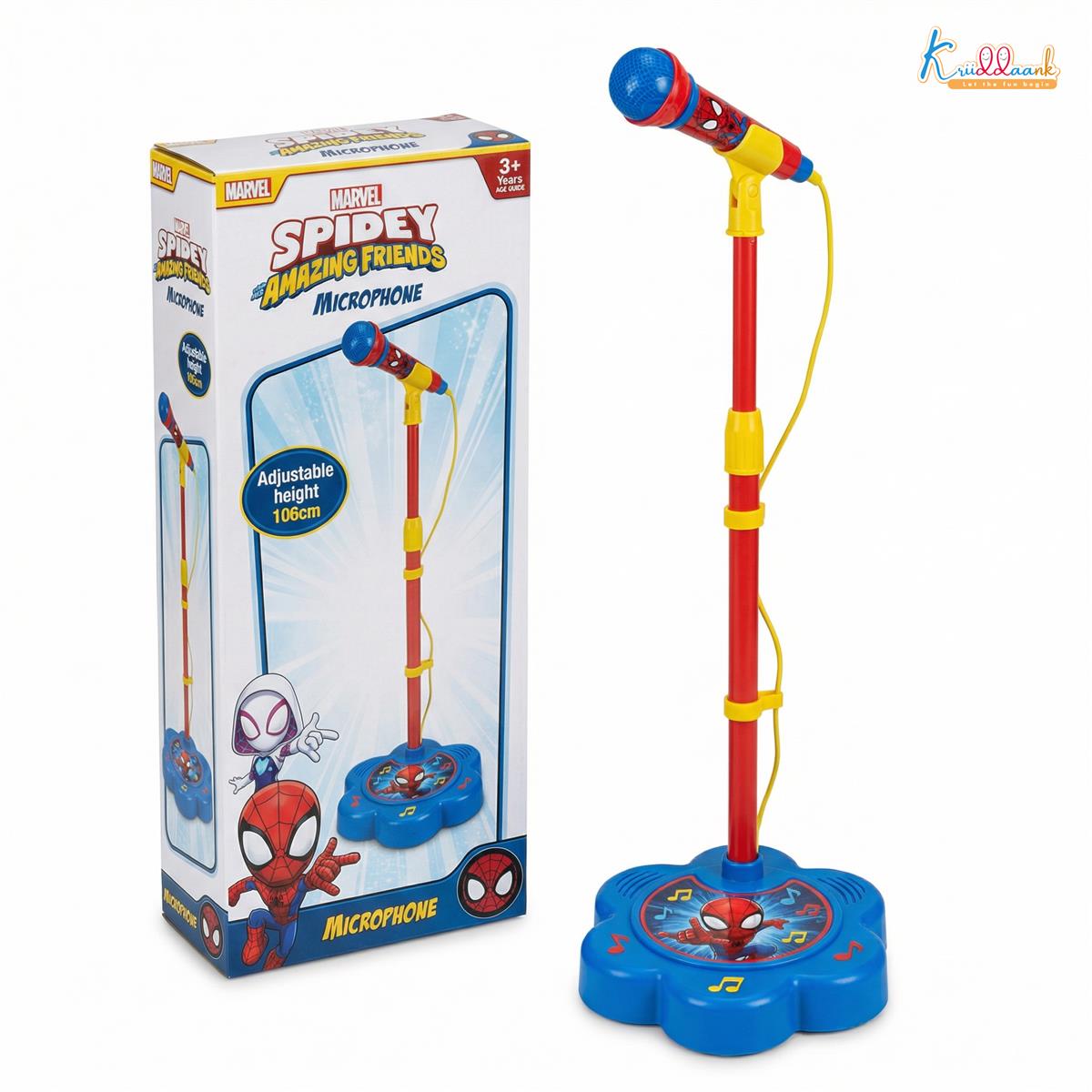 Spiderman Microphone Stand for Kids - Portable Karaoke Set with Adjustable Stand (up to 106cm), Bluetooth & USB Connectivity - Musical Singing Toy for Boys & Girls Age 3+